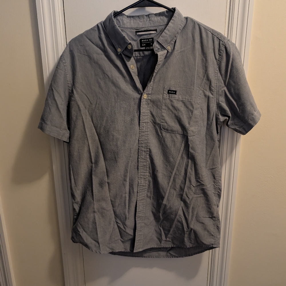 RVCA Men's Charcoal Button Down Shirt